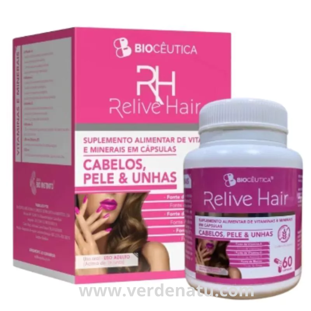 Reliver Hair Cabelo Pele e Unha 60 Cápsulas Biocêutica